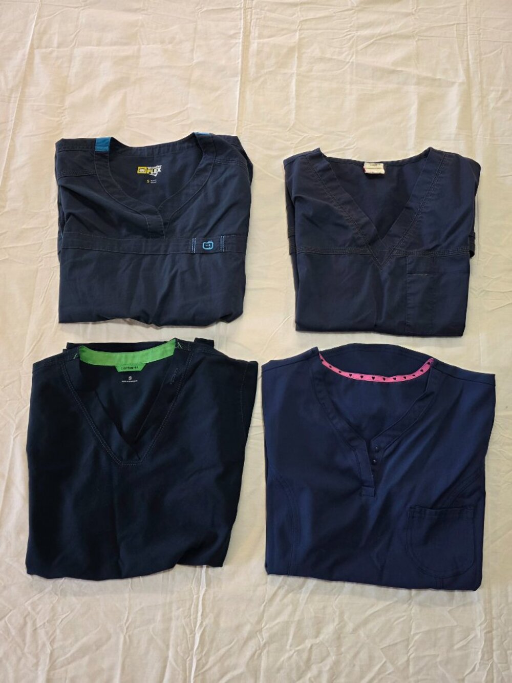 Women’s Scrub Set Blue Tops Lot of 4 Carhartt Dickies Carhartt More Size Small